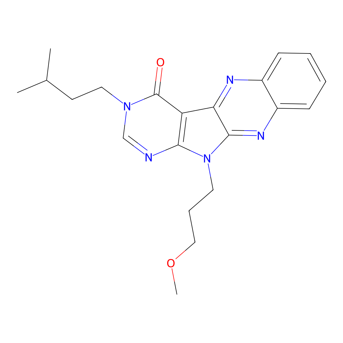 3-isopentyl-11-(3-methoxypropyl)-3H-pyrimido[5',4':4,5]pyrrolo[2,3-b]quinoxalin-4(11H)-one molecular structure, CAS 847336-33-8