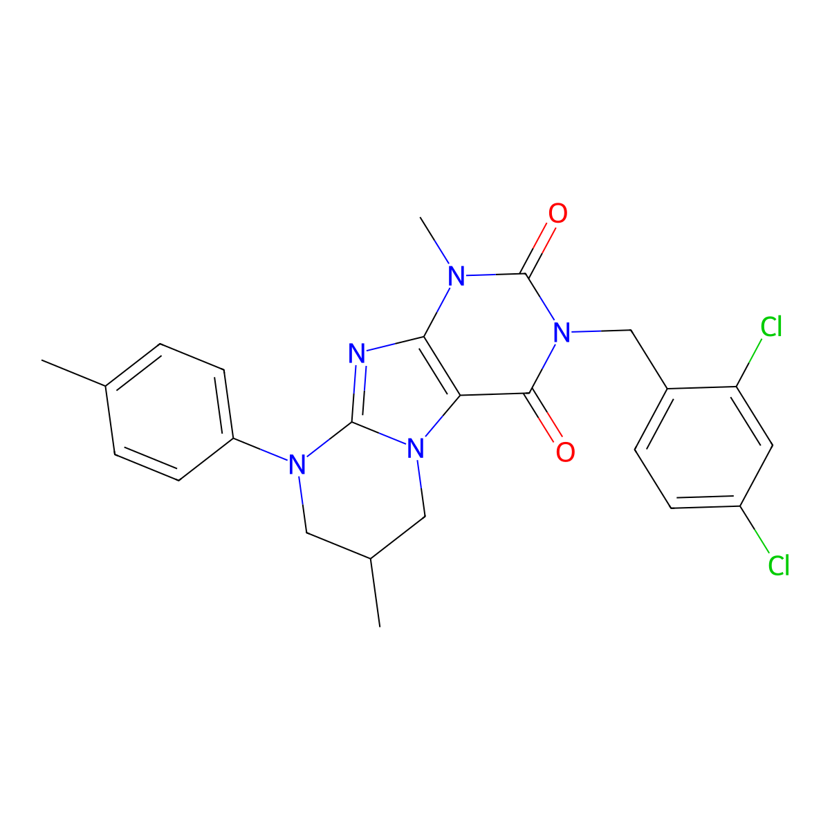 3-[(2,4-dichlorophenyl)methyl]-1,7-dimethyl-9-(4-methylphenyl)-7,8-dihydro-6H-purino[7,8-a]pyrimidine-2,4-dione molecular structure, CAS 847336-35-0