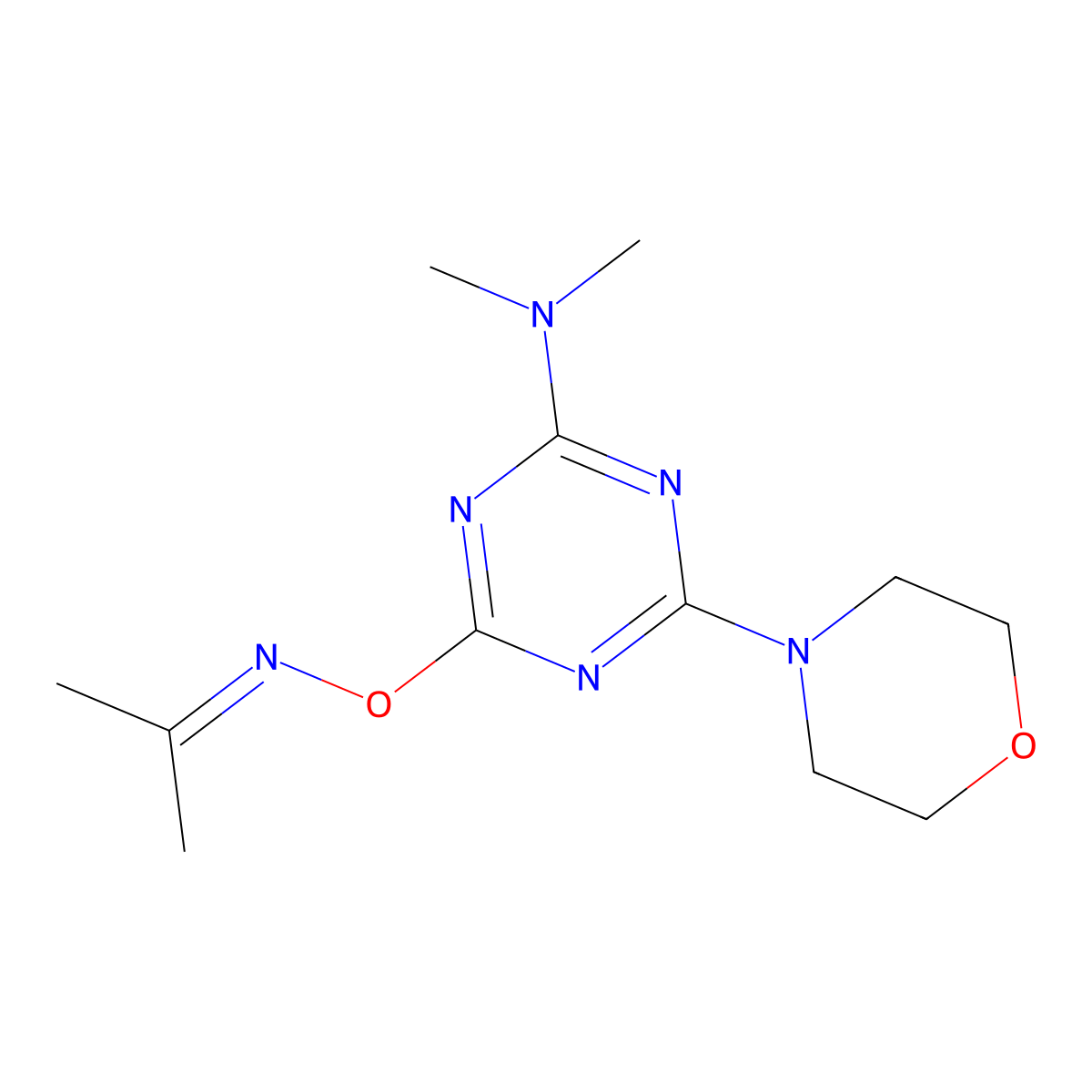 N,N-dimethyl-4-morpholin-4-yl-6-(propan-2-ylideneamino)oxy-1,3,5-triazin-2-amine molecular structure, CAS 847336-46-3