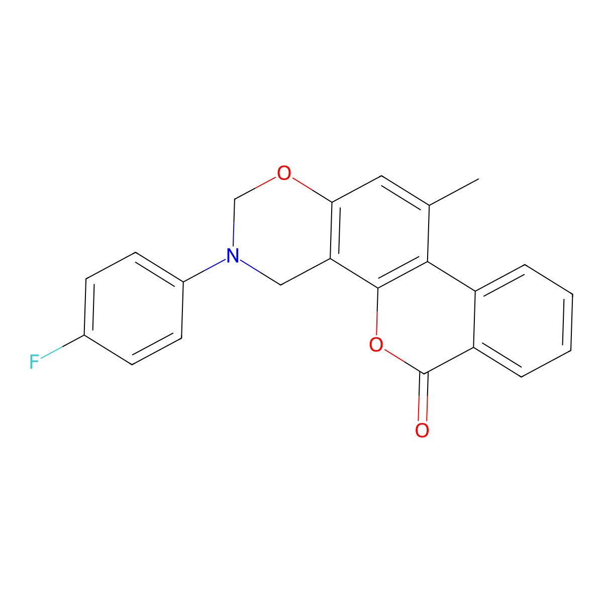 3-(4-fluorophenyl)-11-methyl-3,4-dihydro-2H,6H-benzo[3,4]chromeno[8,7-e][1,3]oxazin-6-one molecular structure, CAS 847336-61-2