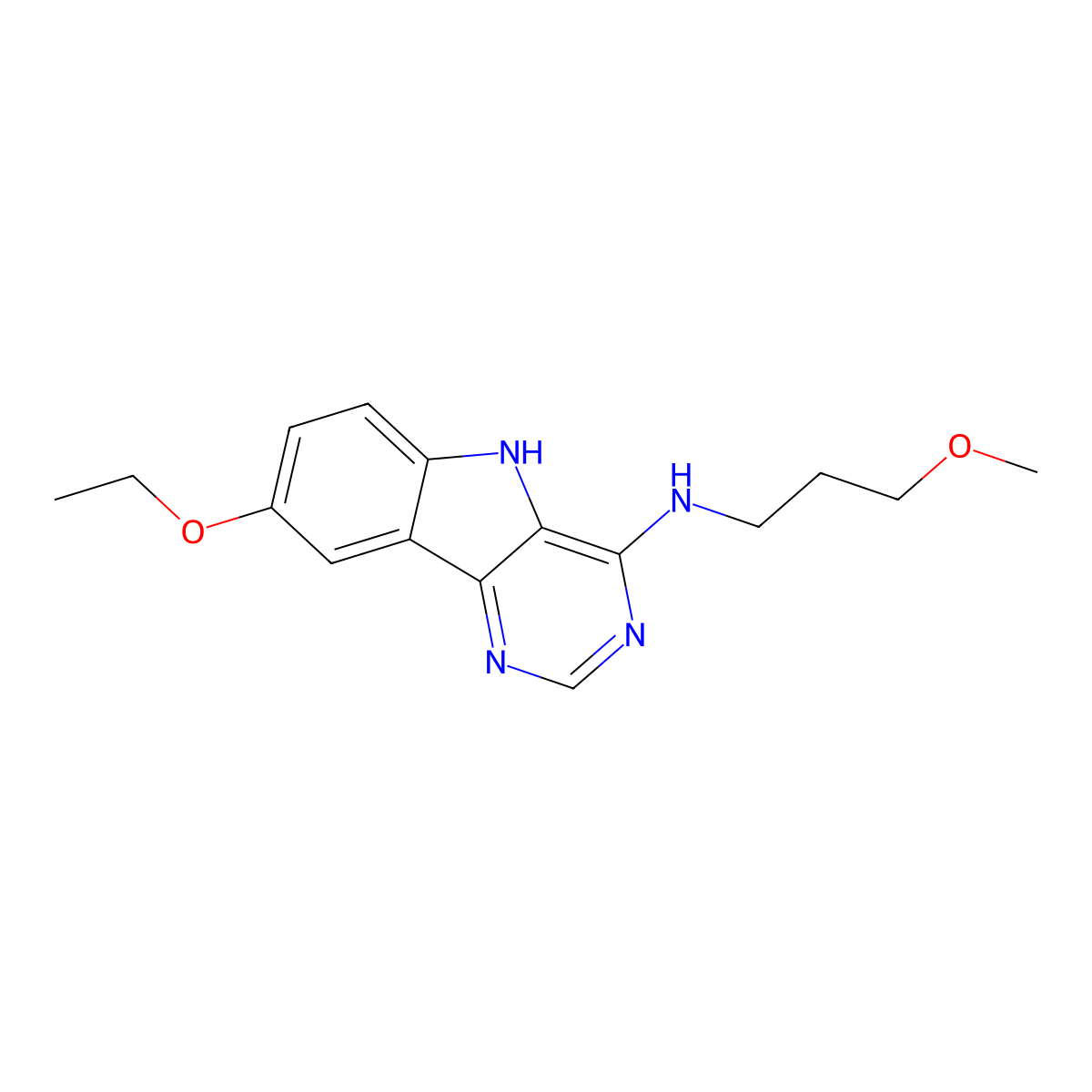 8-ethoxy-N-(3-methoxypropyl)-5H-pyrimido[5,4-b]indol-4-amine molecular structure, CAS 847336-64-5