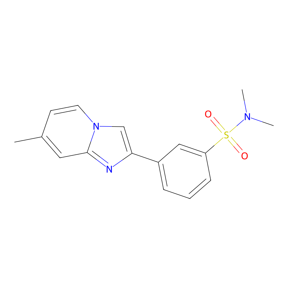 N,N-dimethyl-3-(7-methylimidazo[1,2-a]pyridin-2-yl)benzenesulfonamide molecular structure, CAS 847336-73-6