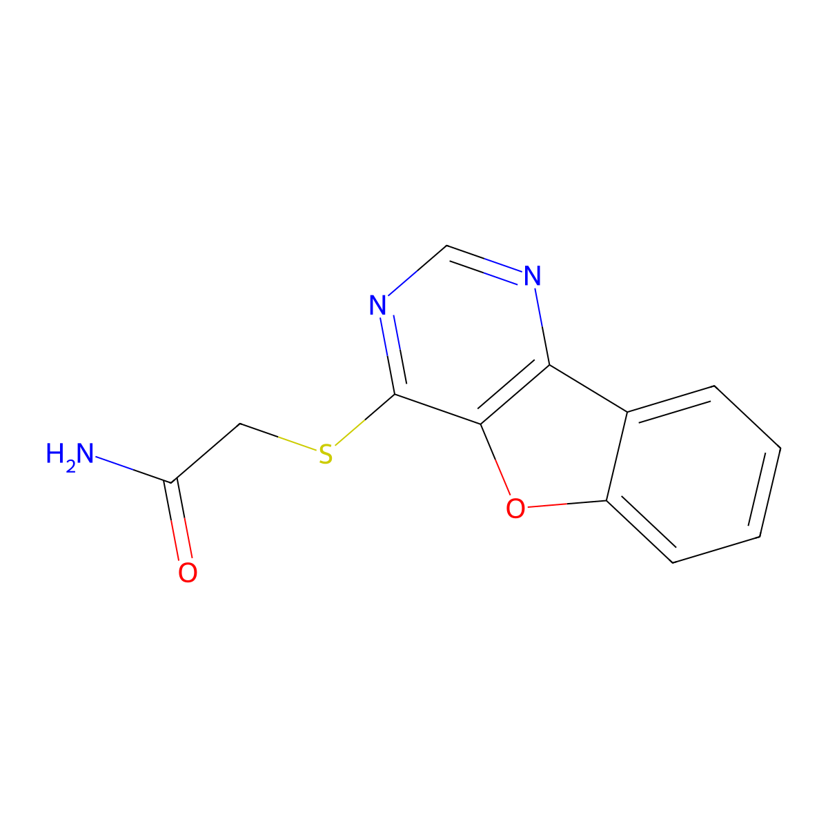 2-(Benzofuro[3,2-d]pyrimidin-4-ylthio)acetamide molecular structure, CAS 847337-32-0
