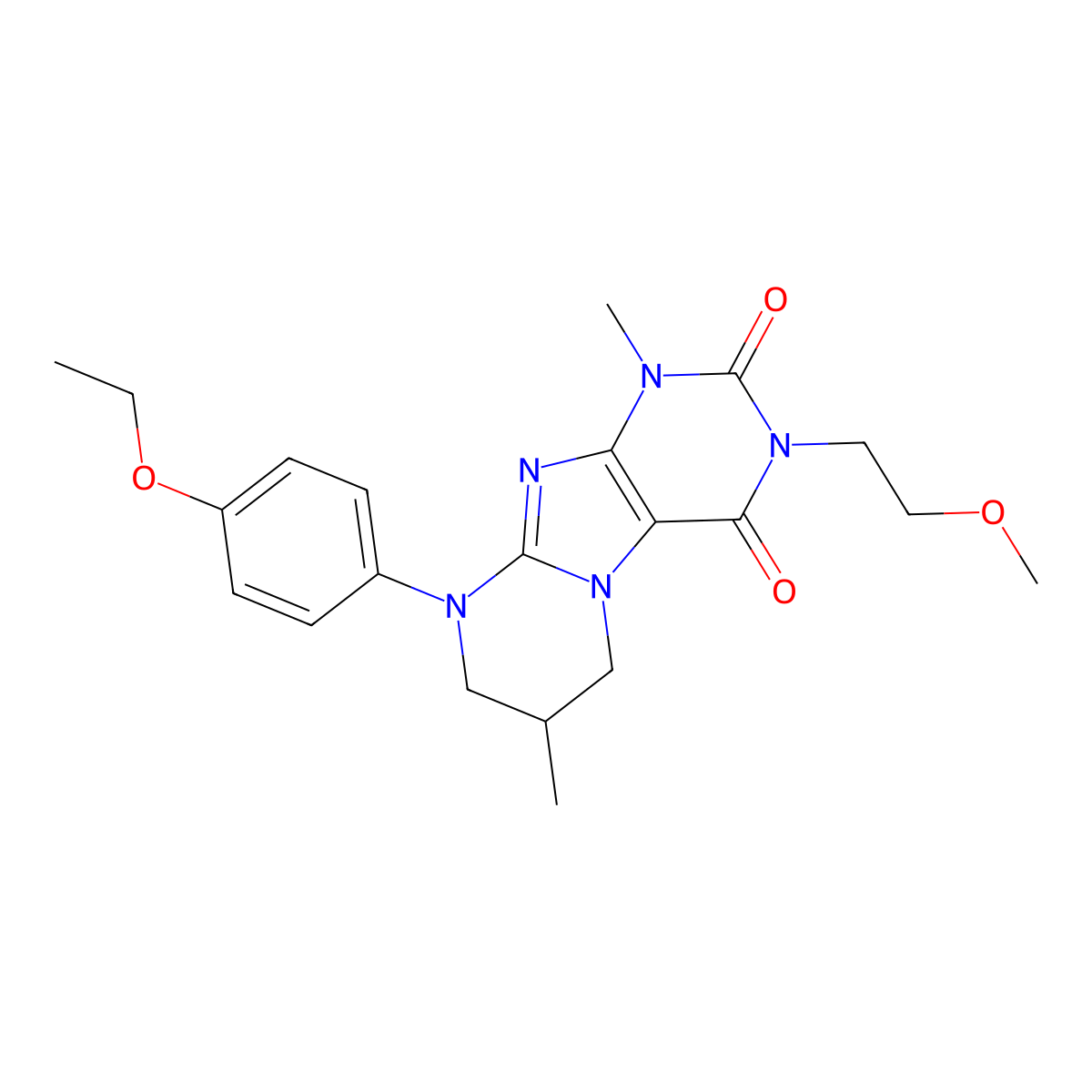 9-(4-ethoxyphenyl)-3-(2-methoxyethyl)-1,7-dimethyl-7,8-dihydro-6H-purino[7,8-a]pyrimidine-2,4-dione molecular structure, CAS 847337-76-2