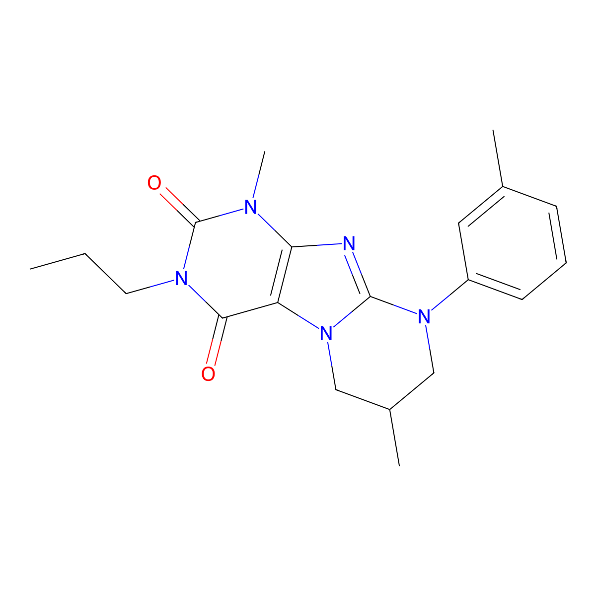 1,7-dimethyl-9-(3-methylphenyl)-3-propyl-7,8-dihydro-6H-purino[7,8-a]pyrimidine-2,4-dione molecular structure, CAS 847338-15-2