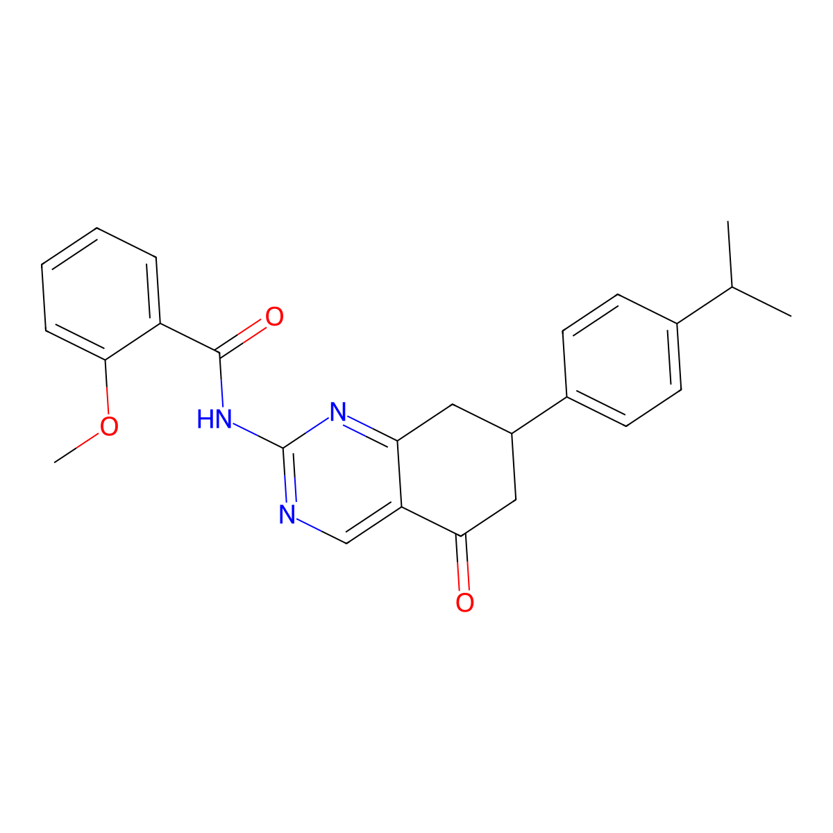 2-methoxy-N-{5-oxo-7-[4-(propan-2-yl)phenyl]-5,6,7,8-tetrahydroquinazolin-2-yl}benzamide molecular structure, CAS 847338-38-9