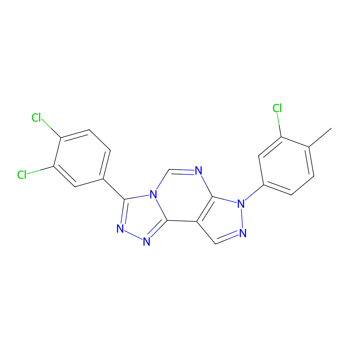 7-(3,4-Dichlorophenyl)-3-(3-chloro-4-methylphenyl)-6-hydropyrazolo[5,4-d]1,2,4-triazolo[4,3-e]pyrimidine molecular structure, CAS 847338-61-8