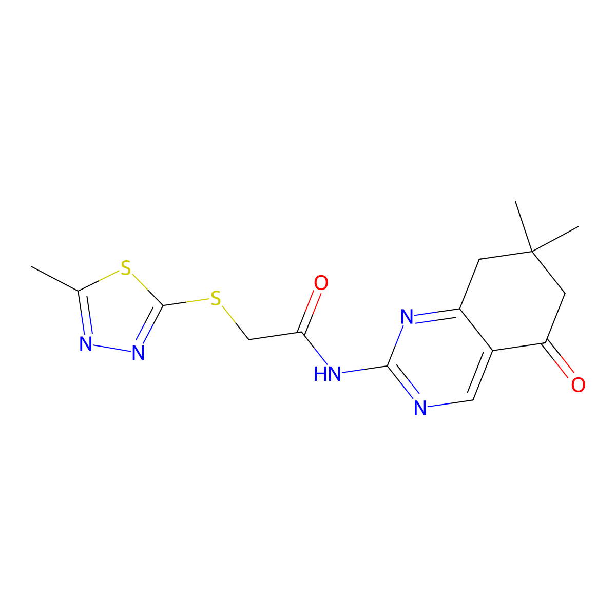 N-(7,7-dimethyl-5-oxo-5,6,7,8-tetrahydroquinazolin-2-yl)-2-[(5-methyl-1,3,4-thiadiazol-2-yl)sulfanyl]acetamide molecular structure, CAS 847339-07-5