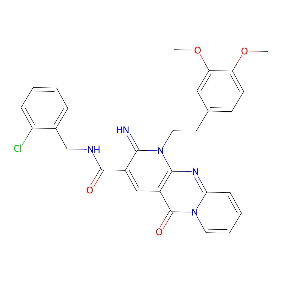 N-(2-chlorobenzyl)-1-[2-(3,4-dimethoxyphenyl)ethyl]-2-imino-5-oxo-1,5-dihydro-2H-dipyrido[1,2-a:2',3'-d]pyrimidine-3-carboxamide molecular structure, CAS 847339-11-1