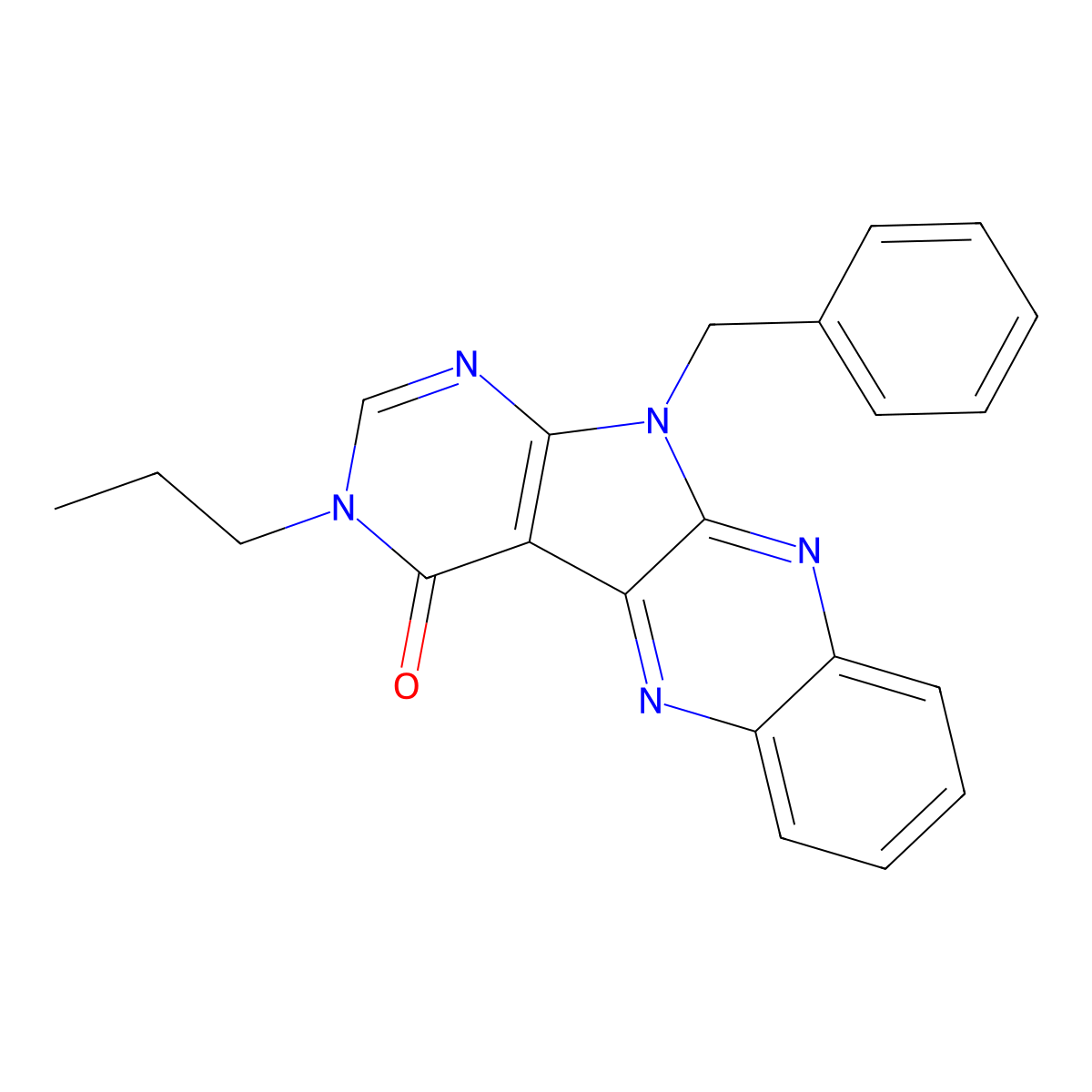 11-benzyl-3-propyl-3H-pyrimido[5',4':4,5]pyrrolo[2,3-b]quinoxalin-4(11H)-one molecular structure, CAS 847339-16-6