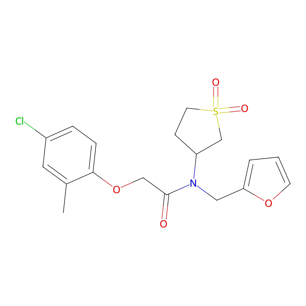 2-(4-chloro-2-methylphenoxy)-N-(1,1-dioxidotetrahydrothiophen-3-yl)-N-(furan-2-ylmethyl)acetamide molecular structure, CAS 847339-24-6