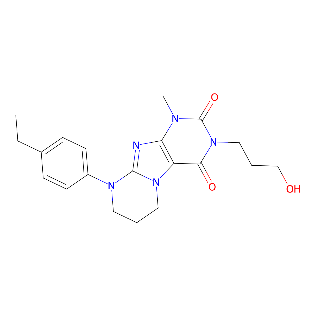 9-(4-ethylphenyl)-3-(3-hydroxypropyl)-1-methyl-7,8-dihydro-6H-purino[7,8-a]pyrimidine-2,4-dione molecular structure, CAS 847339-39-3