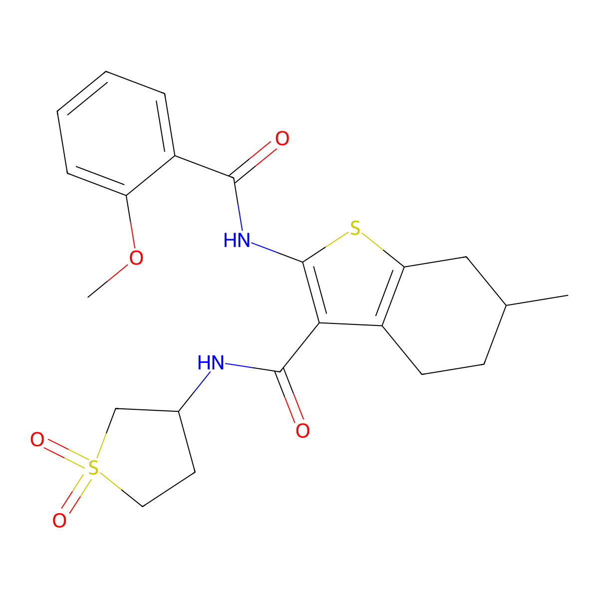 N-(1,1-dioxidotetrahydrothiophen-3-yl)-2-{[(2-methoxyphenyl)carbonyl]amino}-6-methyl-4,5,6,7-tetrahydro-1-benzothiophene-3-carboxamide molecular structure, CAS 847339-80-4