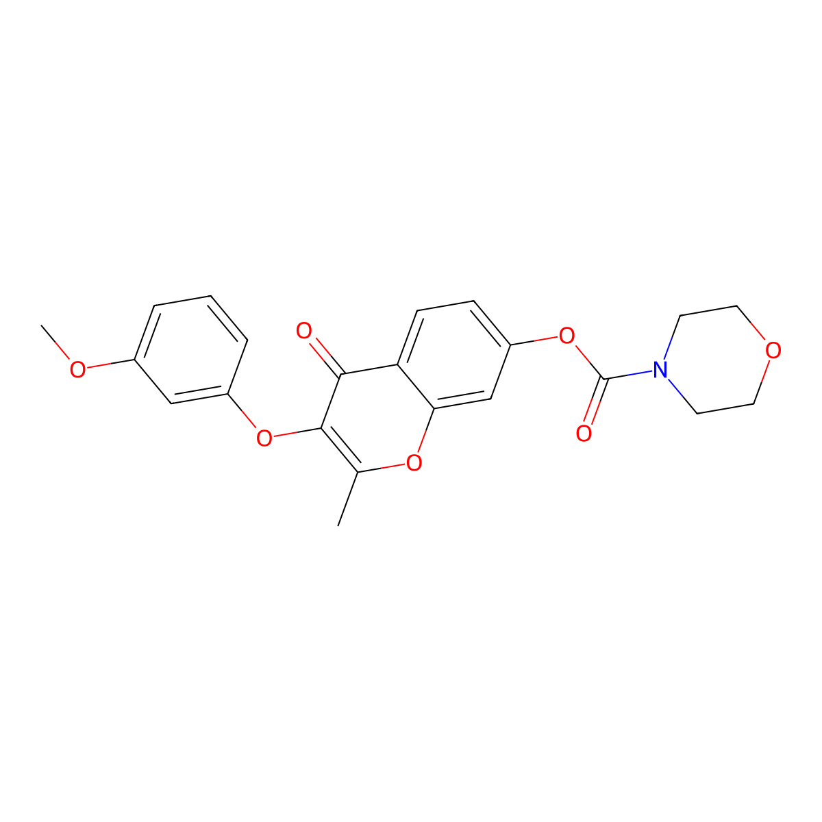 3-(3-methoxyphenoxy)-2-methyl-4-oxo-4H-chromen-7-yl morpholine-4-carboxylate molecular structure, CAS 847340-01-6