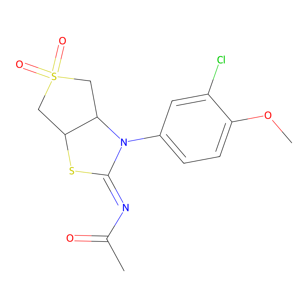 N-[(2Z)-3-(3-chloro-4-methoxyphenyl)-5,5-dioxidotetrahydrothieno[3,4-d][1,3]thiazol-2(3H)-ylidene]acetamide molecular structure, CAS 847340-07-2
