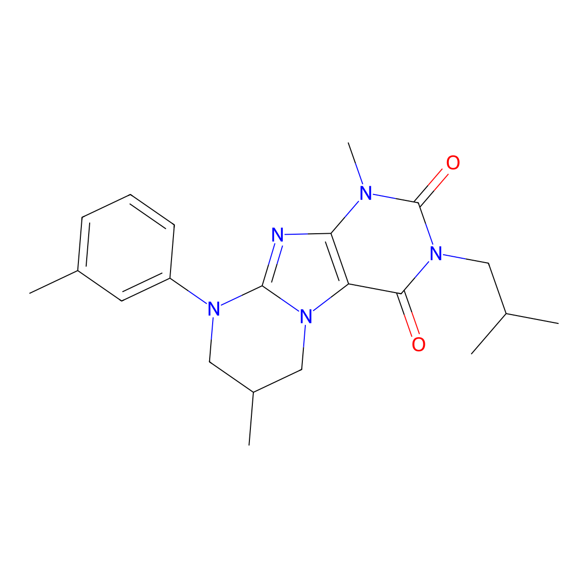 1,7-dimethyl-9-(3-methylphenyl)-3-(2-methylpropyl)-7,8-dihydro-6H-purino[7,8-a]pyrimidine-2,4-dione molecular structure, CAS 847340-11-8