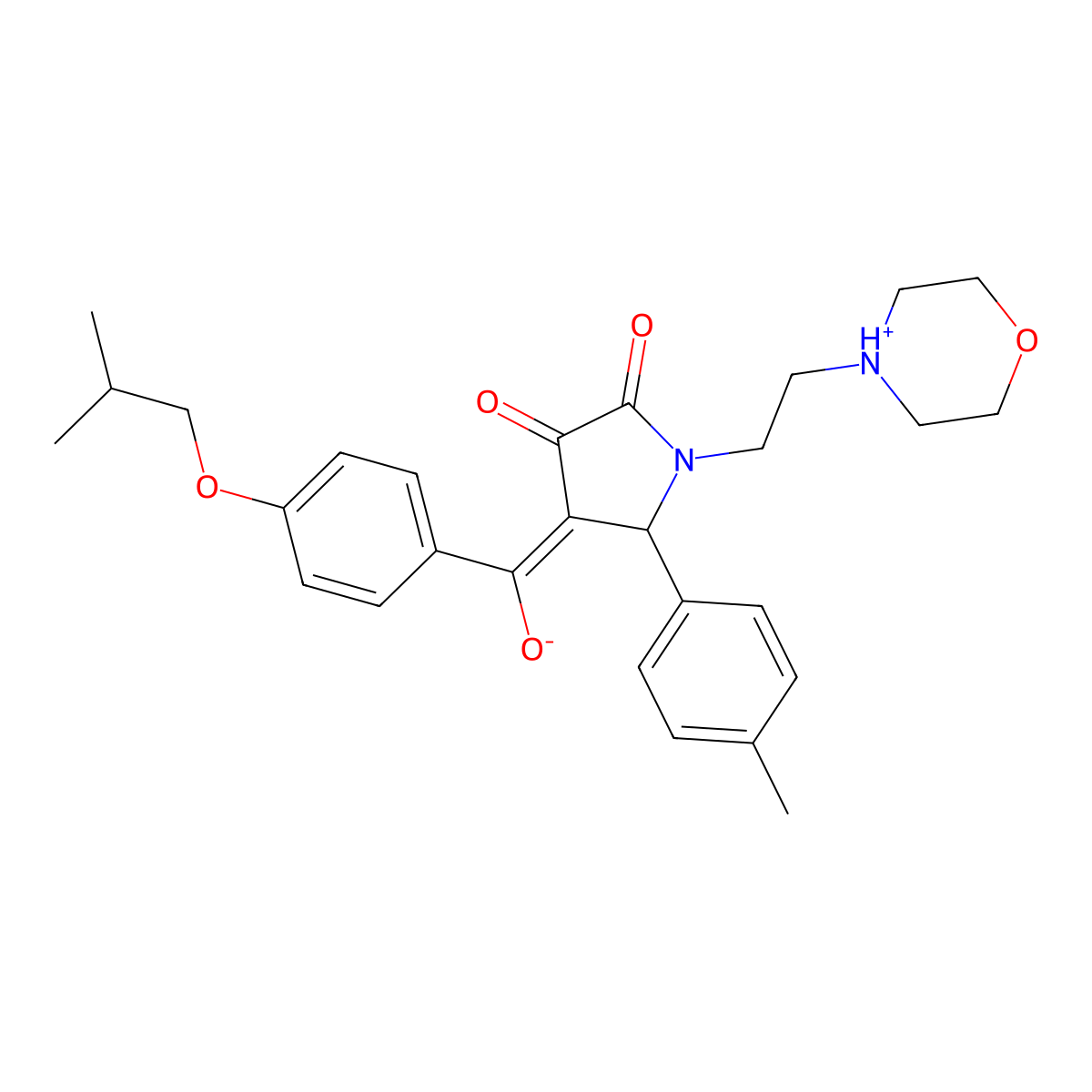 3-hydroxy-5-(4-methylphenyl)-4-[4-(2-methylpropoxy)benzoyl]-1-[2-(morpholin-4-yl)ethyl]-2,5-dihydro-1H-pyrrol-2-one molecular structure, CAS 847340-47-0