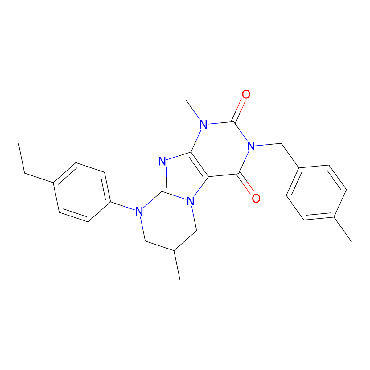9-(4-ethylphenyl)-1,7-dimethyl-3-[(4-methylphenyl)methyl]-7,8-dihydro-6H-purino[7,8-a]pyrimidine-2,4-dione molecular structure, CAS 847340-71-0