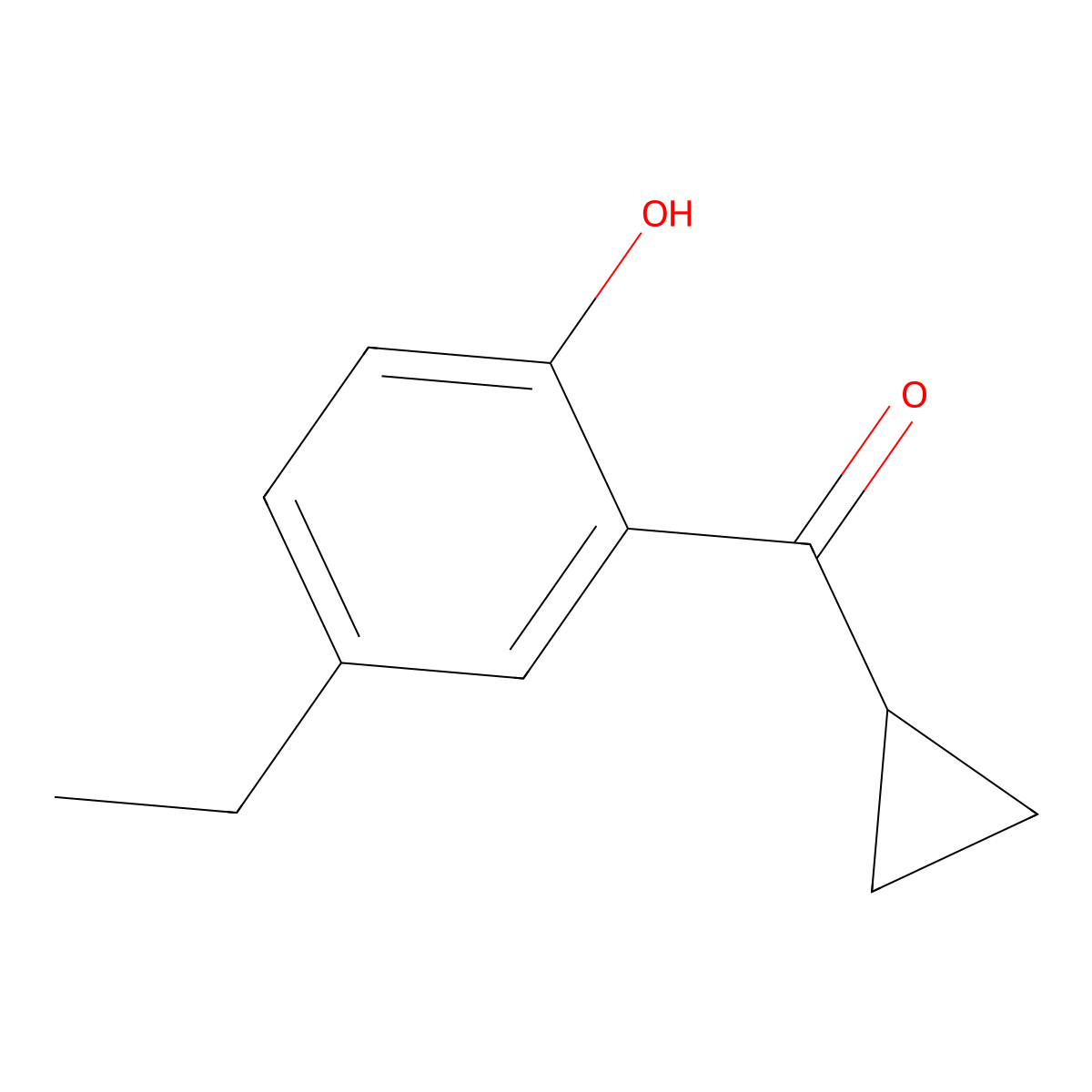 2-Cyclopropanecarbonyl-4-ethylphenol molecular structure, CAS 847344-89-2