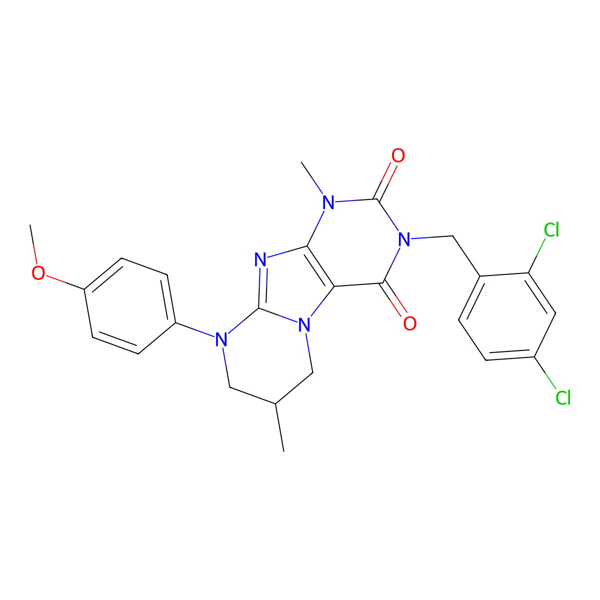 3-[(2,4-dichlorophenyl)methyl]-9-(4-methoxyphenyl)-1,7-dimethyl-7,8-dihydro-6H-purino[7,8-a]pyrimidine-2,4-dione molecular structure, CAS 847364-61-8