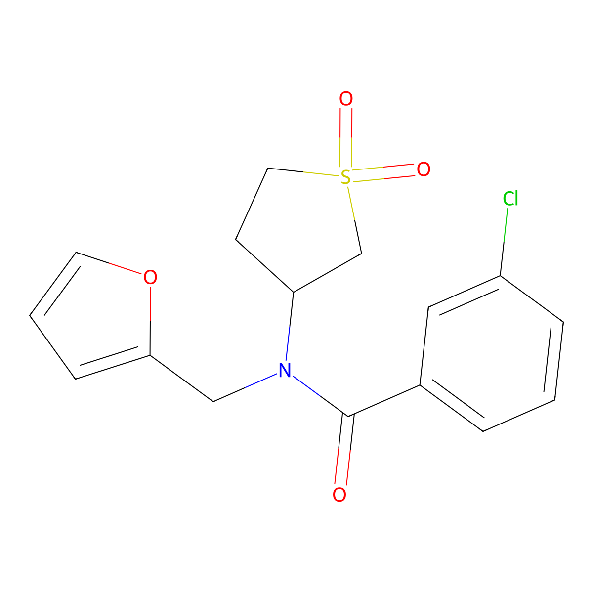 3-chloro-N-(1,1-dioxidotetrahydrothiophen-3-yl)-N-(furan-2-ylmethyl)benzamide molecular structure, CAS 847365-13-3
