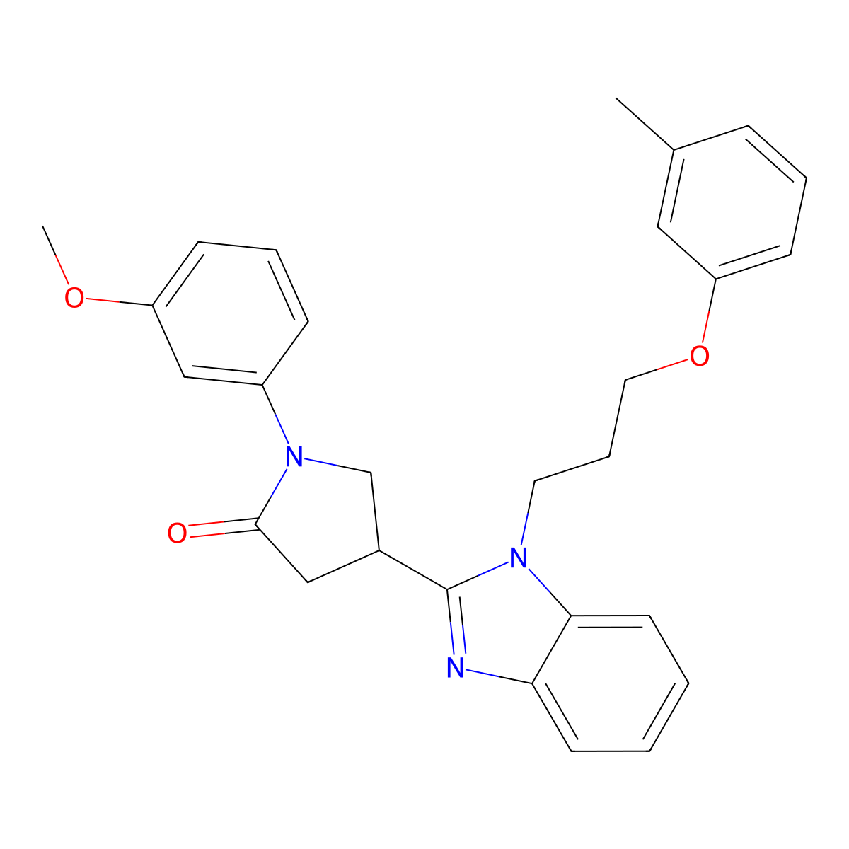 1-(3-methoxyphenyl)-4-(1-(3-(m-tolyloxy)propyl)-1H-benzo[d]imidazol-2-yl)pyrrolidin-2-one molecular structure, CAS 847365-19-9