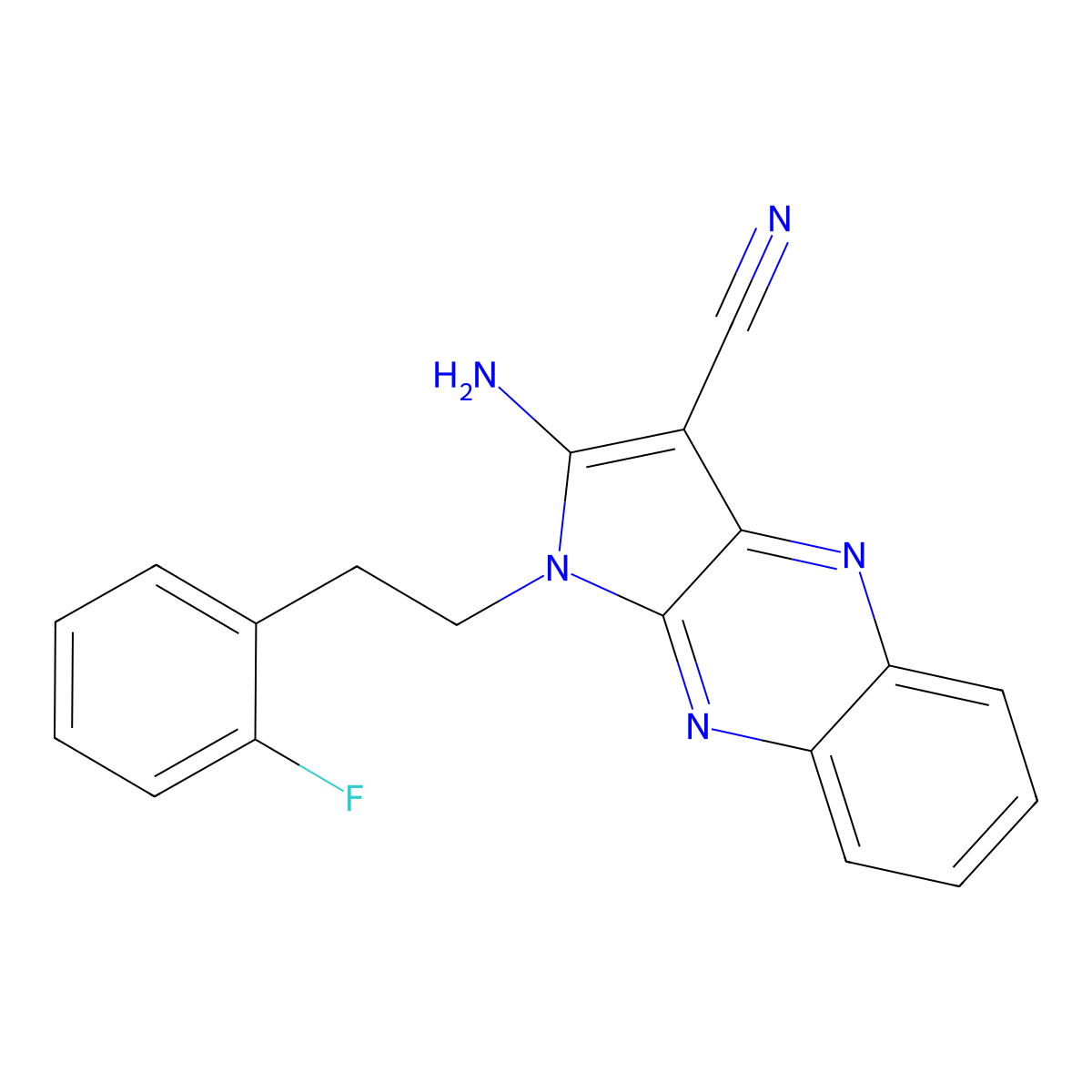 2-amino-1-(2-fluorophenethyl)-1H-pyrrolo[2,3-b]quinoxaline-3-carbonitrile molecular structure, CAS 847365-21-3