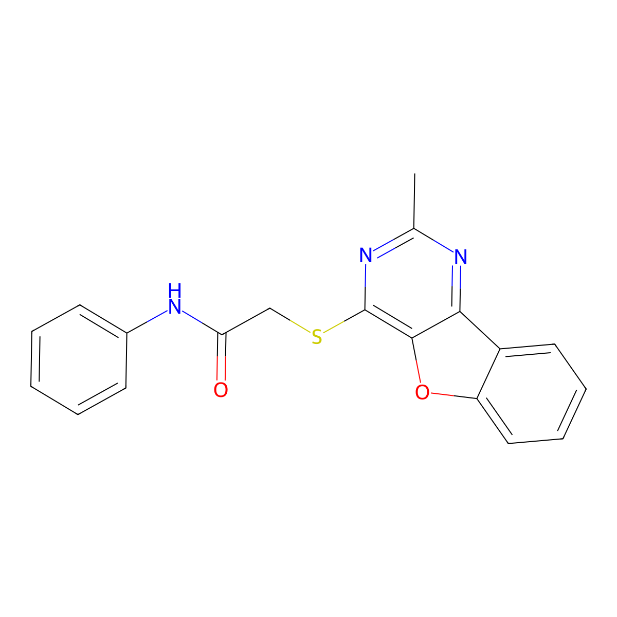 2-[(2-methyl-[1]benzofuro[3,2-d]pyrimidin-4-yl)sulfanyl]-N-phenylacetamide molecular structure, CAS 847365-55-3