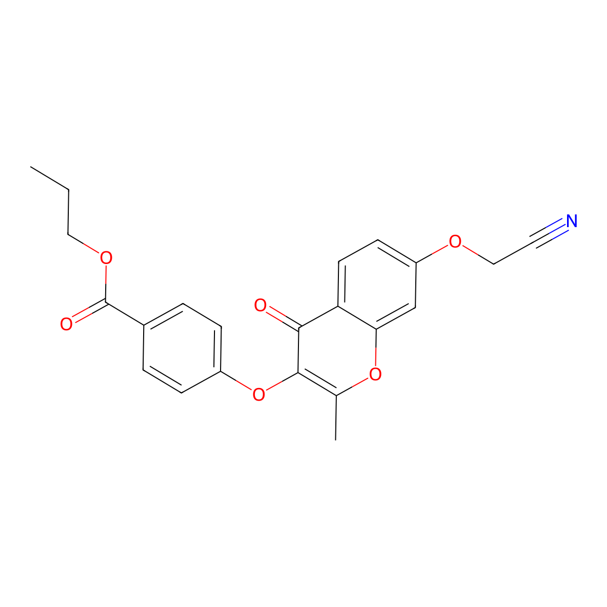 propyl 4-((7-(cyanomethoxy)-2-methyl-4-oxo-4H-chromen-3-yl)oxy)benzoate molecular structure, CAS 847365-83-7