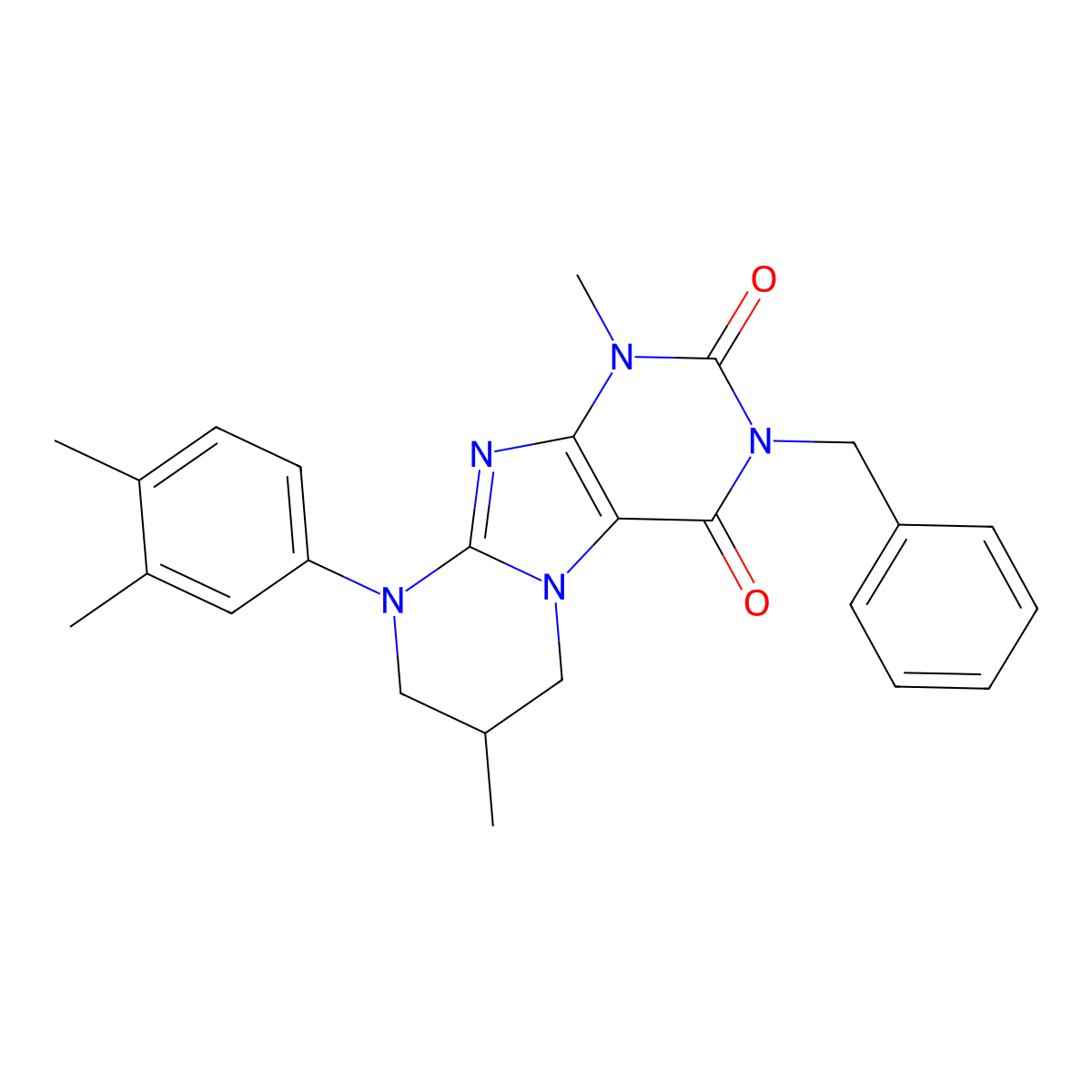 3-benzyl-9-(3,4-dimethylphenyl)-1,7-dimethyl-7,8-dihydro-6H-purino[7,8-a]pyrimidine-2,4-dione molecular structure, CAS 847365-88-2