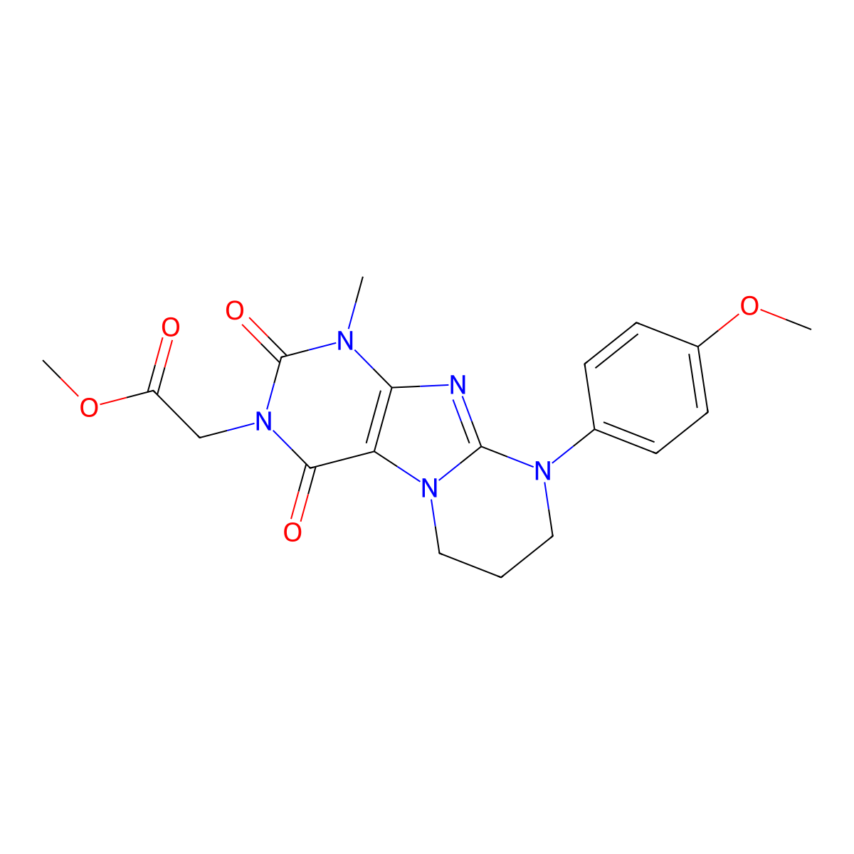 methyl 2-[9-(4-methoxyphenyl)-1-methyl-2,4-dioxo-7,8-dihydro-6H-purino[7,8-a]pyrimidin-3-yl]acetate molecular structure, CAS 847366-37-4