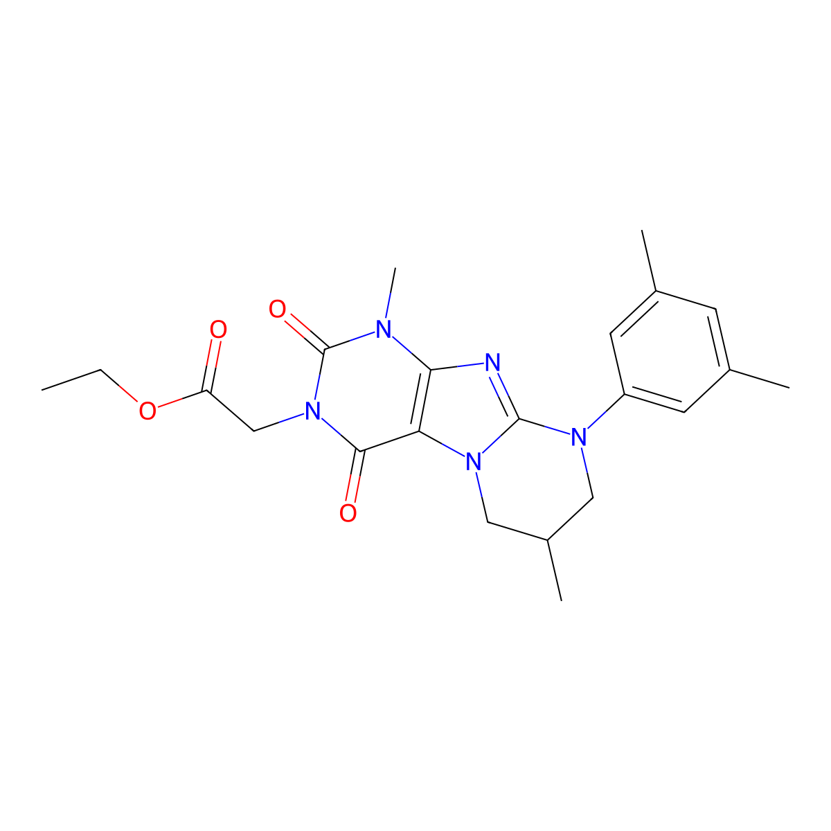 ethyl 2-[9-(3,5-dimethylphenyl)-1,7-dimethyl-2,4-dioxo-7,8-dihydro-6H-purino[7,8-a]pyrimidin-3-yl]acetate molecular structure, CAS 847366-53-4