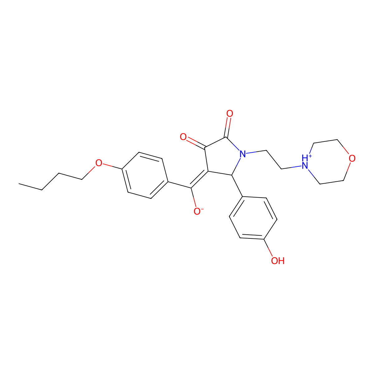 4-(4-butoxybenzoyl)-3-hydroxy-5-(4-hydroxyphenyl)-1-[2-(morpholin-4-yl)ethyl]-2,5-dihydro-1H-pyrrol-2-one molecular structure, CAS 847367-02-6