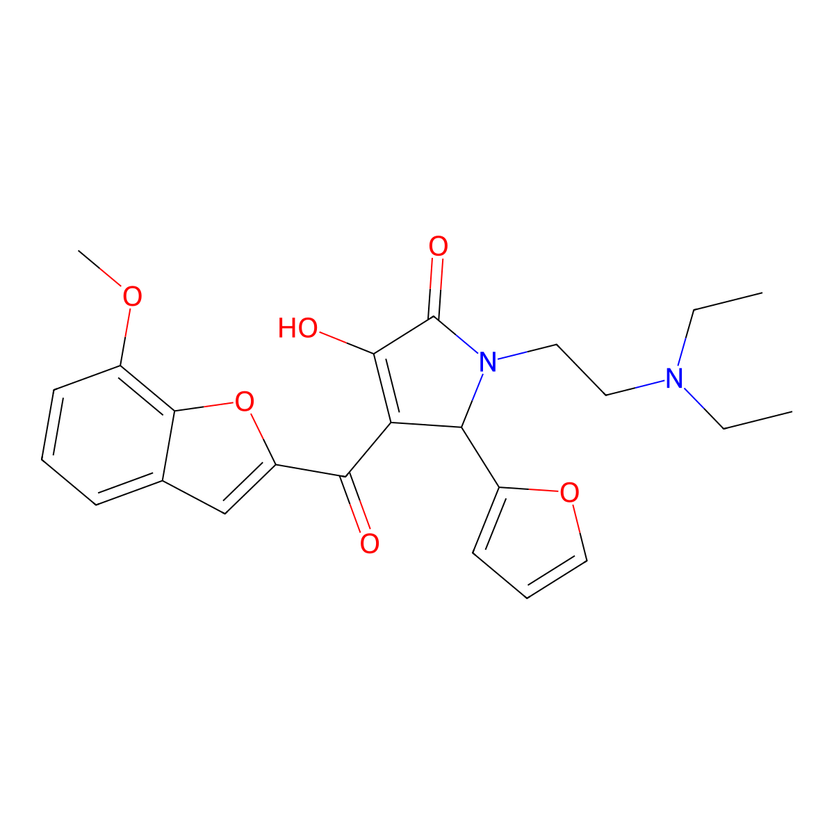 1-(2-(diethylamino)ethyl)-5-(furan-2-yl)-3-hydroxy-4-(7-methoxybenzofuran-2-carbonyl)-1H-pyrrol-2(5H)-one molecular structure, CAS 847367-51-5