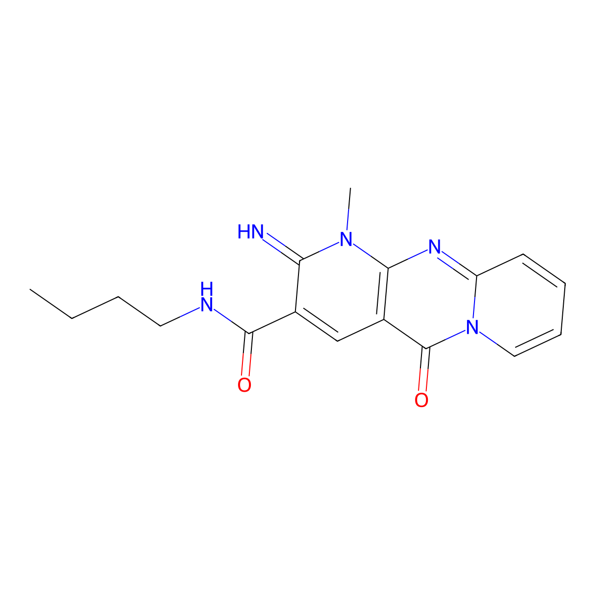 N-butyl-6-imino-7-methyl-2-oxo-1,7,9-triazatricyclo[8.4.0.0^{3,8}]tetradeca-3(8),4,9,11,13-pentaene-5-carboxamide molecular structure, CAS 847367-54-8