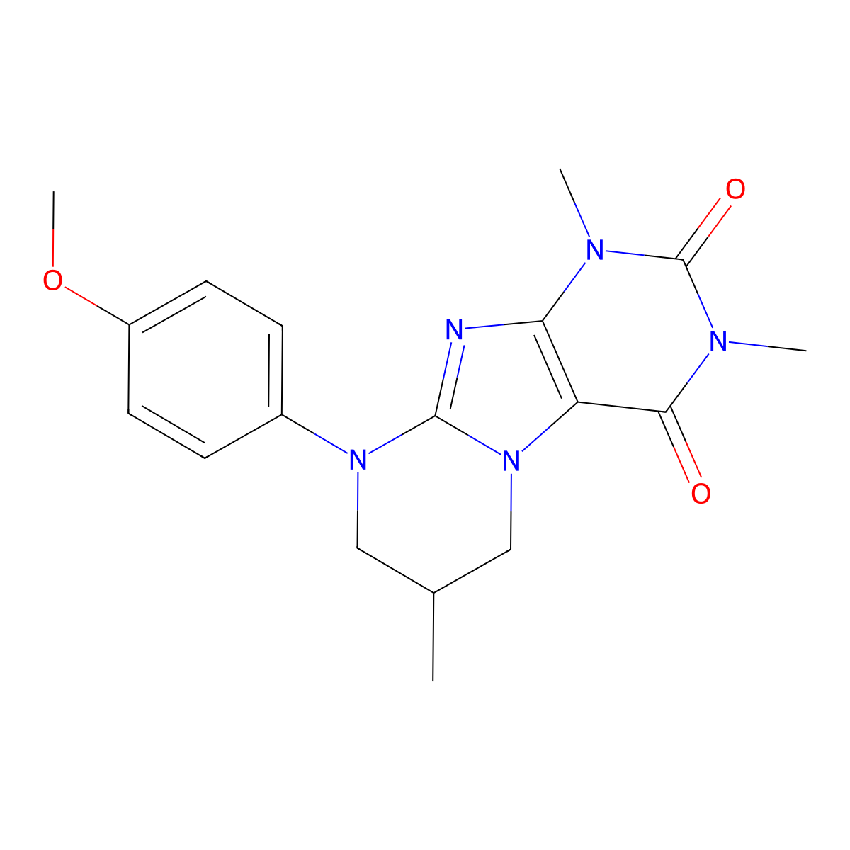 9-(4-methoxyphenyl)-1,3,7-trimethyl-7,8-dihydro-6H-purino[7,8-a]pyrimidine-2,4-dione molecular structure, CAS 847367-59-3