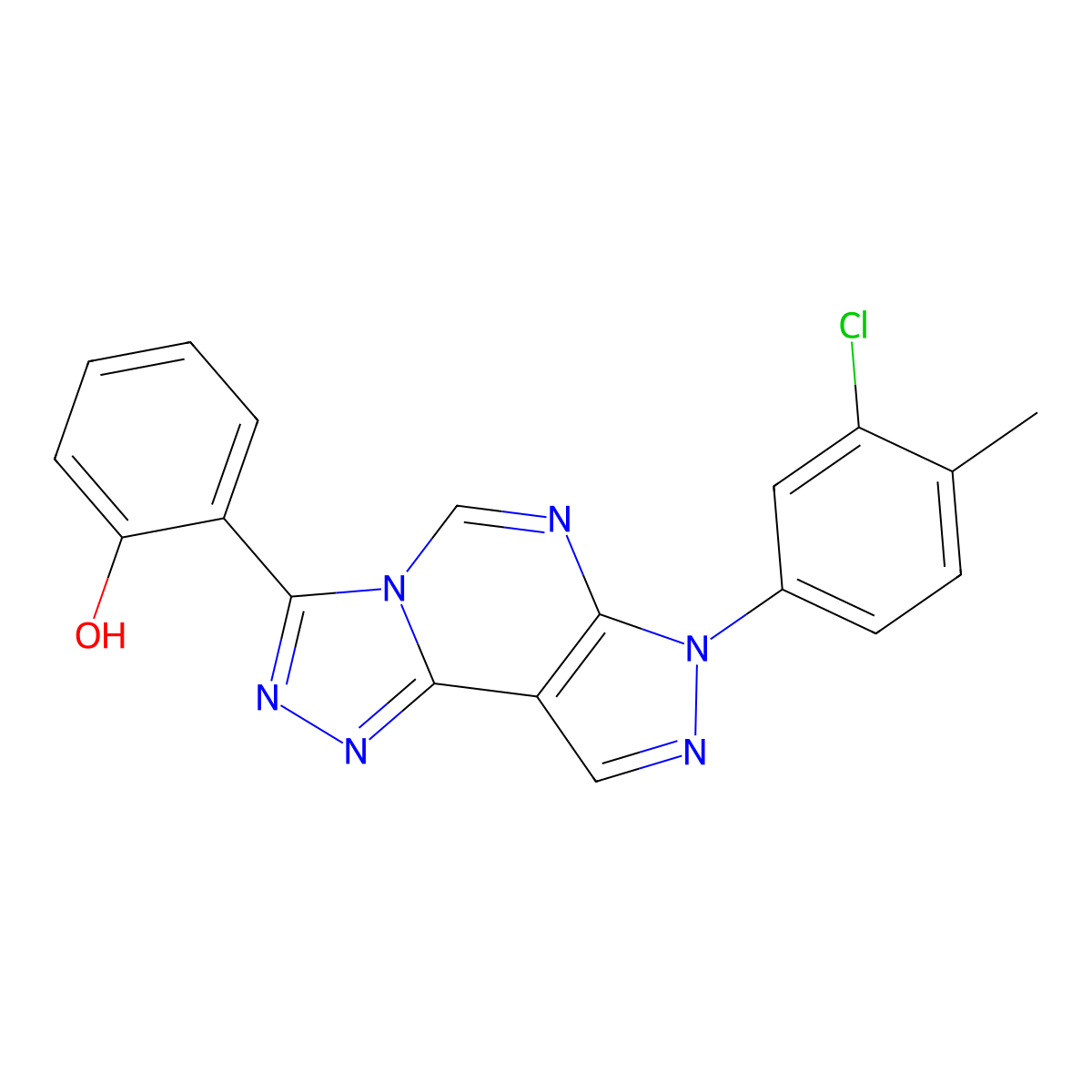 2-[10-(3-Chloro-4-methylphenyl)-3,4,6,8,10,11-hexaazatricyclo[7.3.0.0^{2,6}]dodeca-1(9),2,4,7,11-pentaen-5-yl]phenol molecular structure, CAS 847369-08-8
