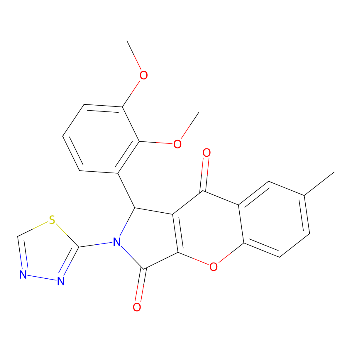1-(2,3-Dimethoxyphenyl)-7-methyl-2-(1,3,4-thiadiazol-2-yl)-1,2-dihydrochromeno[2,3-c]pyrrole-3,9-dione molecular structure, CAS 847369-11-3