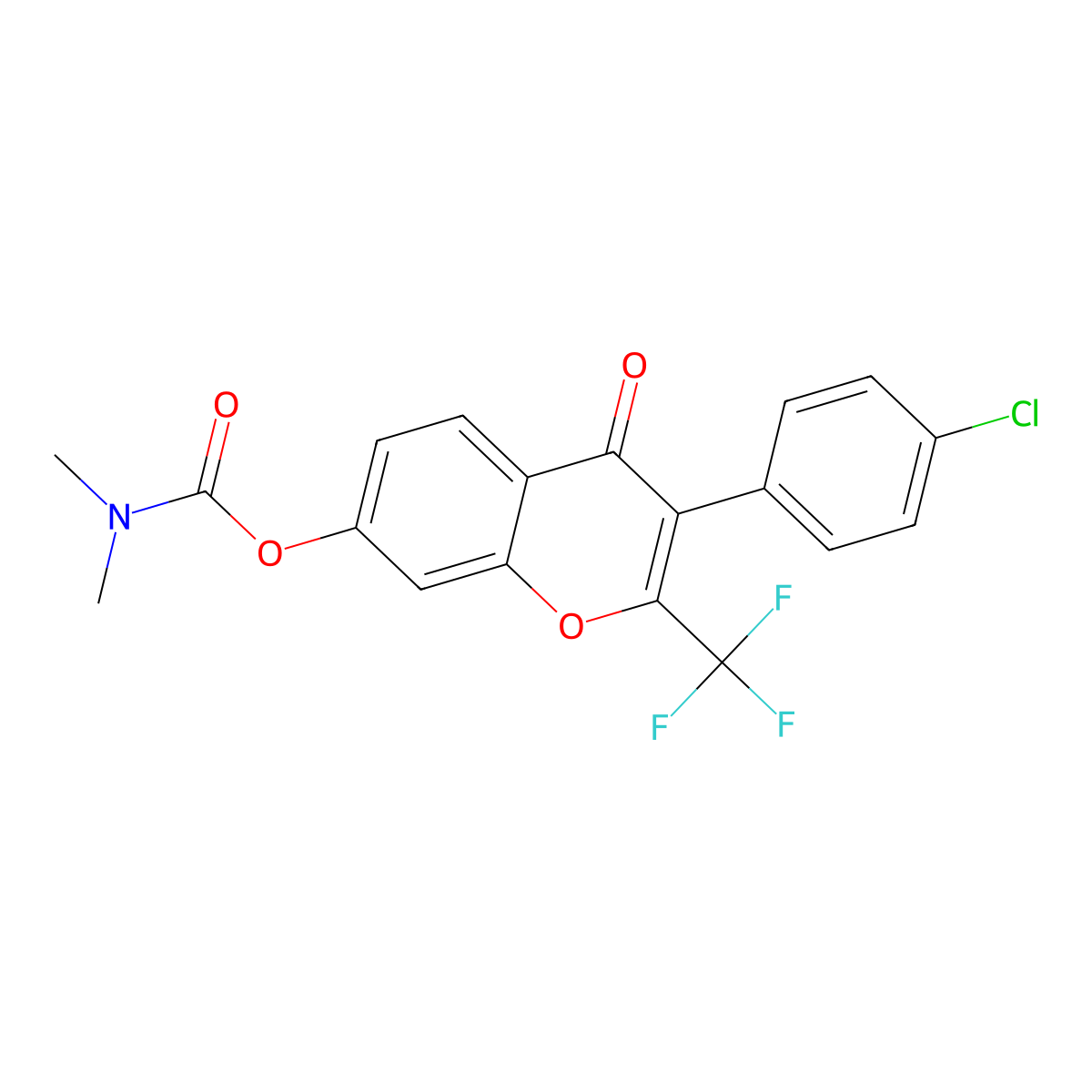 3-(4-chlorophenyl)-4-oxo-2-(trifluoromethyl)-4H-chromen-7-yl dimethylcarbamate molecular structure, CAS 847369-24-8