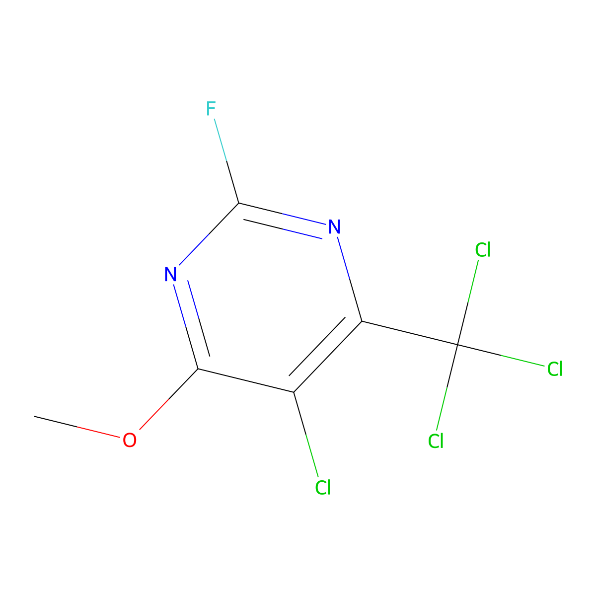5-Chloro-2-fluoro-4-methoxy-6-(trichloromethyl)pyrimidine molecular structure, CAS 84737-34-8