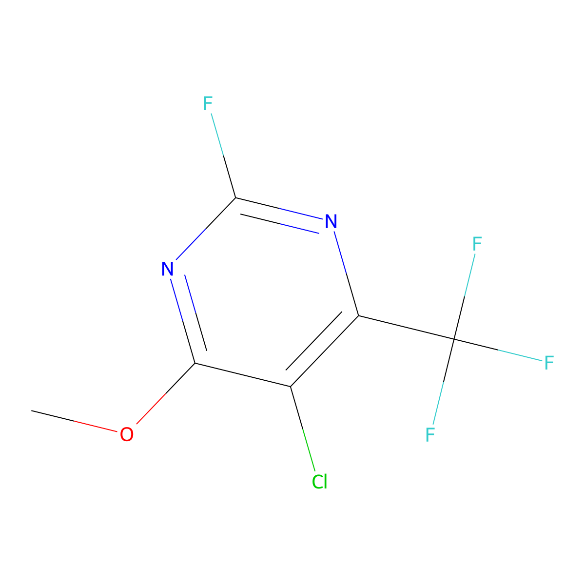 5-Chloro-2-fluoro-4-methoxy-6-(trifluoromethyl)pyrimidine molecular structure, CAS 84737-35-9