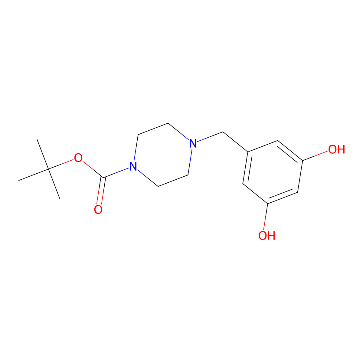 4-(3,5-Dihydroxy-benzyl)-piperazine-1-carboxylic acid tert-butyl ester molecular structure, CAS 847375-10-4