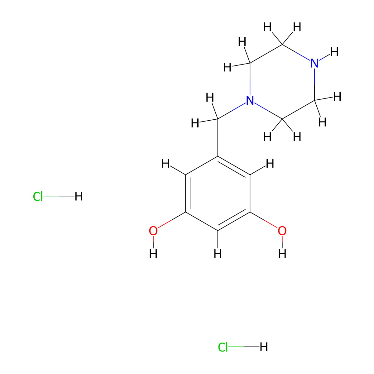 5-(Piperazin-1-ylmethyl)benzene-1,3-diol dihydrochloride molecular structure, CAS 847375-11-5