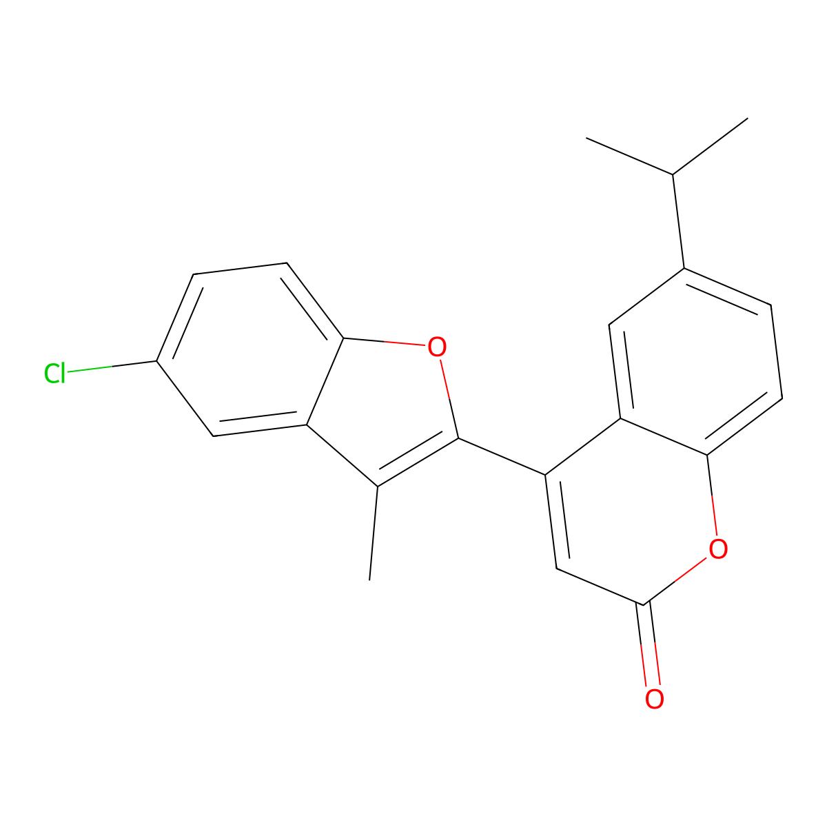 4-(5-chloro-3-methyl-1-benzofuran-2-yl)-6-(propan-2-yl)-2H-chromen-2-one molecular structure, CAS 847375-85-3