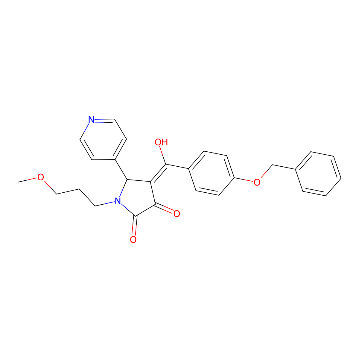 4-[4-(benzyloxy)benzoyl]-3-hydroxy-1-(3-methoxypropyl)-5-(pyridin-4-yl)-2,5-dihydro-1H-pyrrol-2-one molecular structure, CAS 847376-09-4