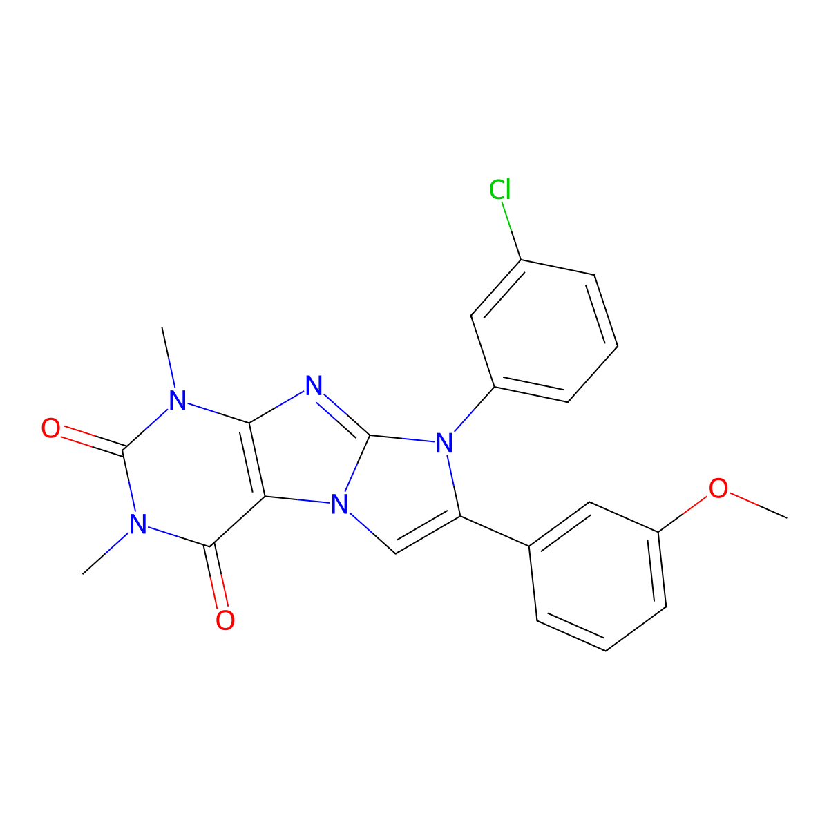 6-(3-Chlorophenyl)-7-(3-methoxyphenyl)-2,4-dimethylpurino[7,8-a]imidazole-1,3-dione molecular structure, CAS 847376-48-1