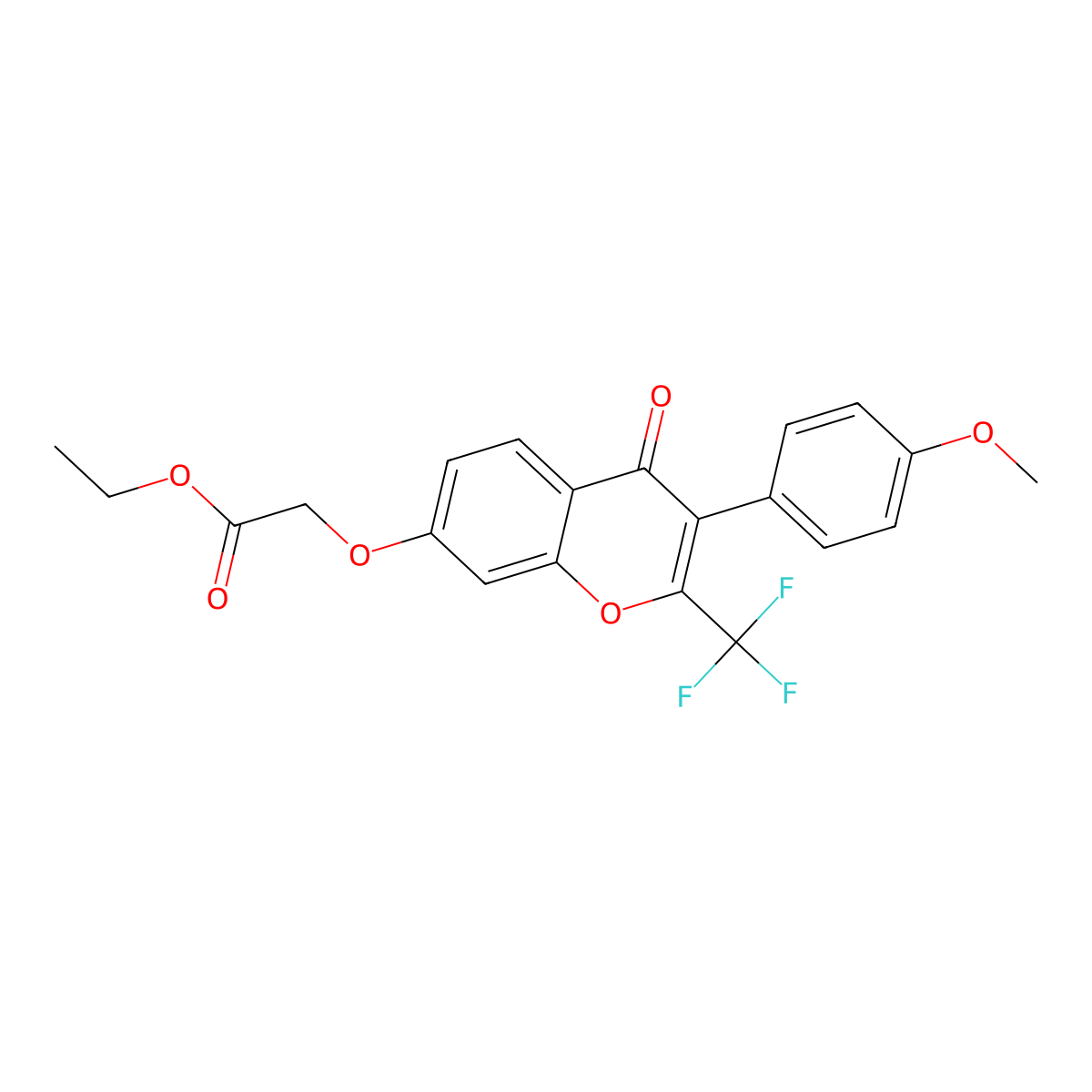 Ethyl 2-[3-(4-methoxyphenyl)-4-oxo-2-(trifluoromethyl)chromen-7-yl]oxyacetate molecular structure, CAS 847376-60-7