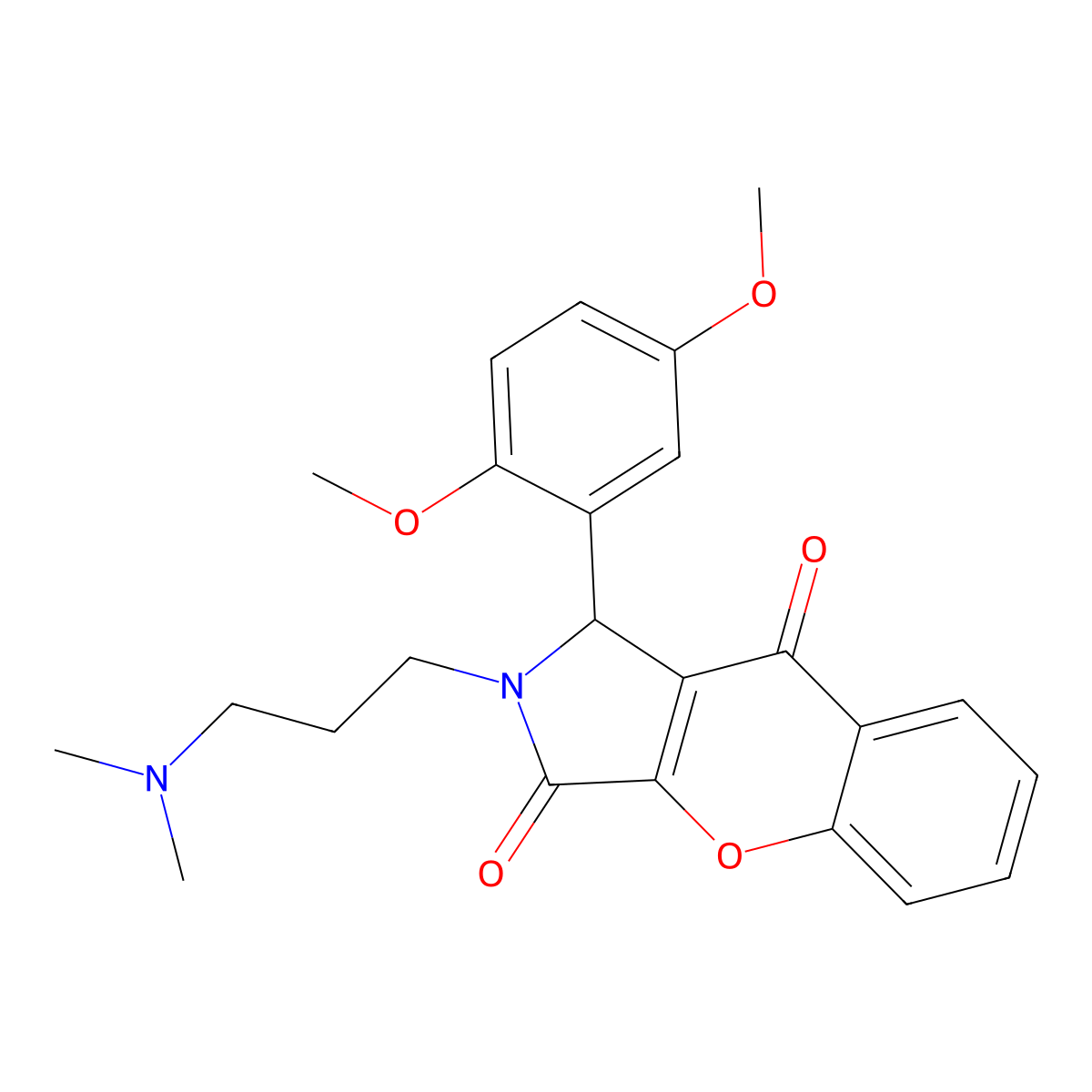 1-(2,5-Dimethoxyphenyl)-2-(3-(dimethylamino)propyl)-1,2-dihydrochromeno[2,3-c]pyrrole-3,9-dione molecular structure, CAS 847376-77-6