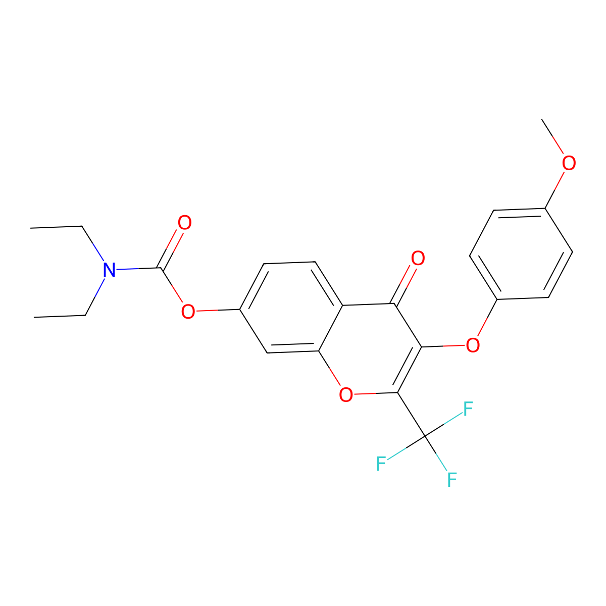 3-(4-methoxyphenoxy)-4-oxo-2-(trifluoromethyl)-4H-chromen-7-yl diethylcarbamate molecular structure, CAS 847376-78-7