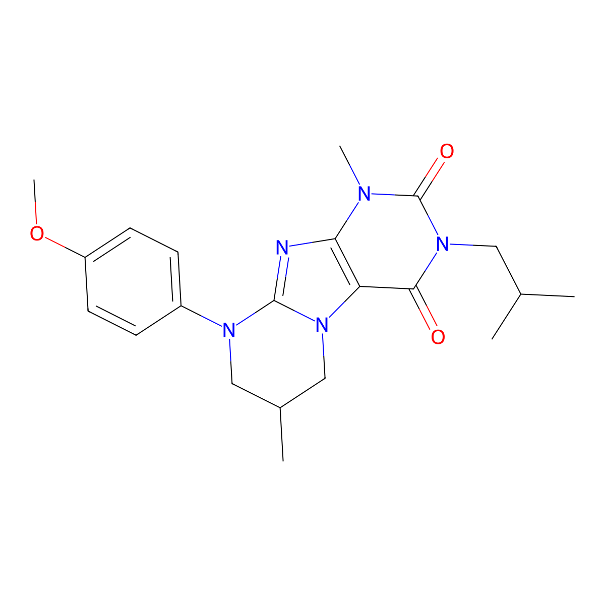 9-(4-methoxyphenyl)-1,7-dimethyl-3-(2-methylpropyl)-7,8-dihydro-6H-purino[7,8-a]pyrimidine-2,4-dione molecular structure, CAS 847376-83-4